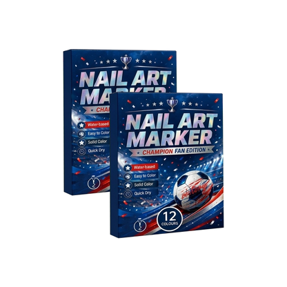 12 Colors Fan Nail Art Pens | Water Based Quick Dry Flag Marker for Soccer Supporters Match Day DIY Nail Decor
