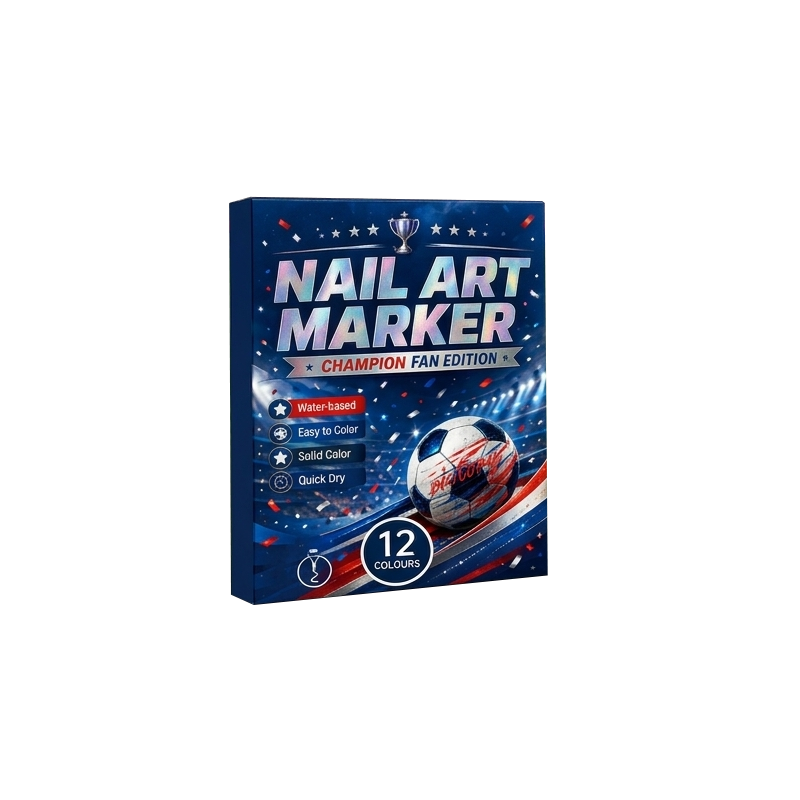 12 Colors Fan Nail Art Pens | Water Based Quick Dry Flag Marker for Soccer Supporters Match Day DIY Nail Decor