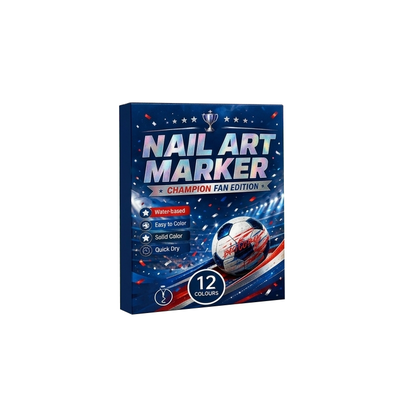 12 Colors Fan Nail Art Pens | Water Based Quick Dry Flag Marker for Soccer Supporters Match Day DIY Nail Decor