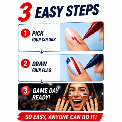 12 Colors Fan Nail Art Pens | Water Based Quick Dry Flag Marker for Soccer Supporters Match Day DIY Nail Decor